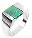 Sterling Silver Square Genuine Turquoise Ring (Size 10,11,12,14)