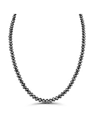 17.00 Cts Fancy - Black Diamond Faceted Bead Necklace Strand 14K White Gold