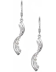 14k White Gold Diamond Journey Dangle Earrings (1/2Cttw, SI Clarity, H Color)