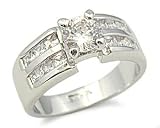 Brilliant and Princess Cut Cubic Zirconia Engagement Ring
