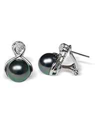 18K white gold Lamia Black Tahitian cultured pearl and diamond earring