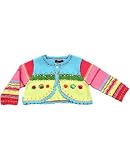 : Catimini *Spirit Couleur* Bright Pink/Yellow/Turquoise Cardigan w/ Puff Ball Flowers 6m