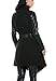 ACEVOG Women Faux Leather Patchwork Long Sleeve Wide Lapel Wool Blend Long Coat