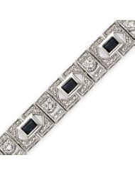Sterling Silver Blue And Clear CZ Bracelet - 7.25 Inch