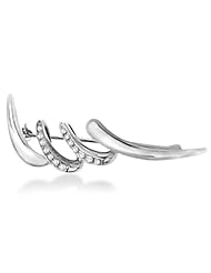 Abstract Swirl Modern Brooch Pin with 14 Round Diamonds in 14K White Gold 0.25ctw luxurious