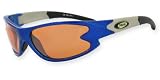 SOS X-Wrap Slasher FM Aluminum Blue/Silver Sports Sunglasses w/Orange Lens Color