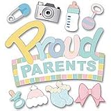 Boutique Themed Ornate Stickers: Proud Parents Word
