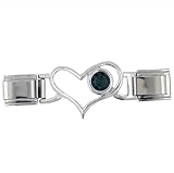 May Emerald Color Birthstone Id Heart Italian Charm Bracelet Link