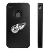 Apple iPhone 4 4S 4G Black Aluminum & Silicone Case Detroit Red Wings