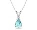 Jewelry : 7X5mm Pear Aquamarine and Diamond Stud Pendant in 14K White Gold
