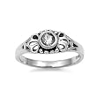 Sterling Silver Baby Ring with Clear CZ - 2mm Band Width - 5mm Face Height - Sizes: 1-5 Sterling Silver Baby Ring with Clear CZ - 2mm Band Width - 5mm Face Height - Sizes: 1-5