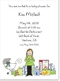 Brunette Mom's Baby Shower Invitation-Blue