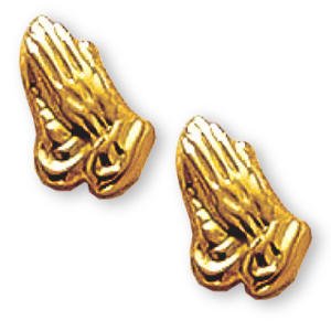 14K Gold Filled Praying Hands Pierced Earrings - Small