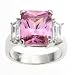 Sterling Silver Celebrity Pink and Clear Cubic Zirconia CZ Engagement Ring - Size 10.0 (Clearance Pr