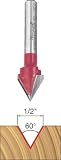 Freud 20-152 1/2-Inch Diameter 60-Degree V-Grooving Router Bit with 1/4-Inch Shank