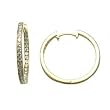 14K Yellow Gold CZ In and Out Hoop Earrings - 1 Inch