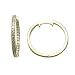 14K Yellow Gold CZ In and Out Hoop Earrings - 1 Inch