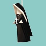 Christmas Porcelain Origami Nun Ornament with Cross, 3.75 Inches