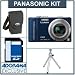 Panasonic Lumix DMC-ZS7A Digital Camera Kit - Blue - with 4GB SD Memory Card, Camera Case, Table Top Tripod