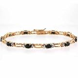 24k Gold Genuine Diamond Accent and oval Genuine Sapphire stone Tennis Bracelet