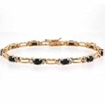 SAVE $45.01 - 24k Gold Genuine Diamond Accent and oval Genuine Sapphire stone Tennis Bracelet $29.99