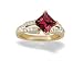 14K Yellow Gold Square Created Ruby and Diamond Engagement Ring