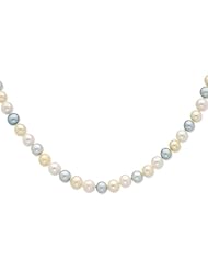 Sterling Silver 9-10mm Blue & White Fw Cultured Pearl Necklace