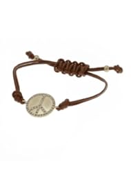Womens Brown Peace Charm Bracelet