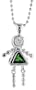 Sterling Silver May Birthstone Baby Brat Girl Pendant w/ Emerald Color Cubic Zirconia