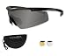 Wiley X PT-3 Sunglasses Black Frame w/3 Lens Set - Smoke Green, Light Rust, Clear Image