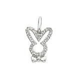 14k Solid White Gold Diamond Rabbit Charm Pendant 17073