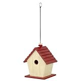 Red Carpet Studios Ltd. Birdie in the Woods Red and Cream Birdhouse by Red Carpet