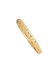 8" 10K Yellow Gold 6.0mm (1/4") Polished Textured High Domed w/ Greek Like Imprint Bangle