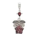 Sajen Sterling Silver Rhodocrosite Pink Tourmaline and Moonstone Pendant