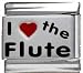 Jewelry : Clearly Charming I Heart the Flute Red Heart Laser Italian Charm