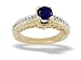 14K Yellow Gold Round Created Sapphire and Diamond Ring