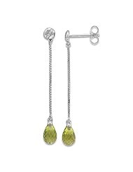 Peridot Earrings with Diamonds in 14K White Gold