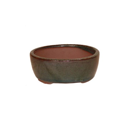13cm Green Oval Bonsai Pot