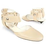 Amaltea Cream Ankle Wrap Kitten-Heel Shoes