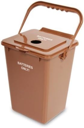 Battery Recycling Bin, 2.4 Gallon, Brown (3 Pack)