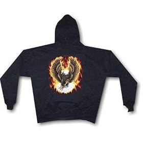Flaming Eagle Biker Style Hoodie by Men's Harley Boots