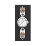 Harley Davidson Women's Bulova Watch. Silver-white dial with classic Harley orange trim and semi-bangle style bracklet and lobster claw buckle. 76L035