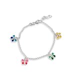925 Silver Multi-Color Butterfly Ankle Bracelet Anklet