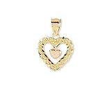 14K Rose Yellow Gold Victorian Style Heart Love Pendant