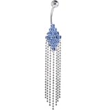 Blue Gem DIAMOND CHAIN DANGLE Belly Ring