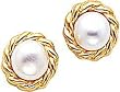 14K Yellow Gold Cultured Pearl Stud Earrings Jewelry