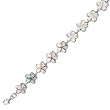 Sterling Silver Bracelet in Lab Created Opal - 10mm Plumeria - Length: 7.5 inches