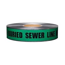 Presco D2105G4-658 1000' Length x 2" Width, Green with Black Ink Detectable Underground Warning Tape, Legend "Caution Buried Sewer Line Below" (Pack of 12)