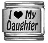 Clearly Charming I Heart my Daughter Laser Etched Italian Charm