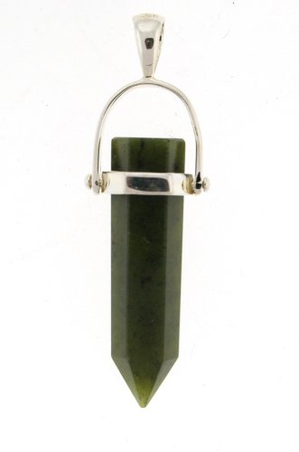 Jade Single Terminated Point Pendant - Sterling Silver .925